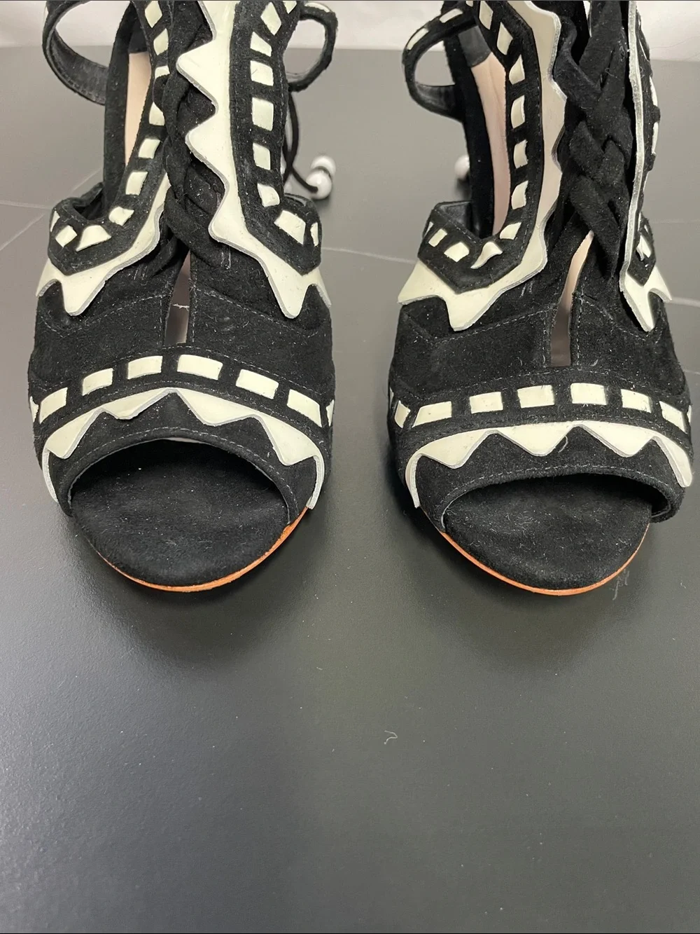 SOPHIA WEBSTER RIKO SUEDE AND LEATHER HEELS FTL-08-200